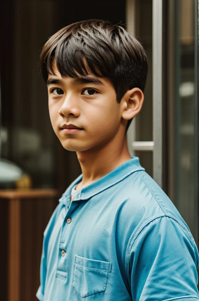 A boy looking someone