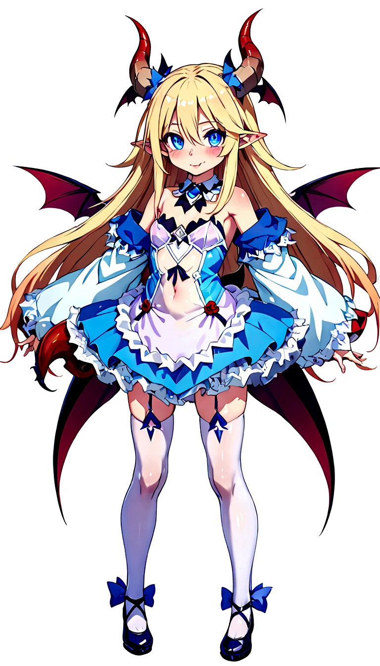 Anime. Monster Girl Encyclopedia. Alice.1 Girl. Lovely girl. . . Baby. Succubus Clumsy. Blonde. Long hair. Blue eyes. Beautiful eyes. Perfect eyes. Expressive eyes. Ideal face. ************. Small breasts. Flat chest. Pointy ears. Ideal anatomical body. Succubus horns. Wings of a succubus. Succubus tail with a heart tip. Cold. Runny nose. Snot flows from the nose. Blue and white children's dress from Alice in Wonderland. bows on the horns. White stockings. Shoes. Standing. Standing at full height. Standing in the forest. Standing in the middle of the forest. Beautiful character design. Shiny skin. Full body. nsfw. Scat. Official art. Extremely detailed CG Unity 8k wallpaper. Ideal lighting. Ultra high resolution 4K. Super detailed 8K. A high resolution.