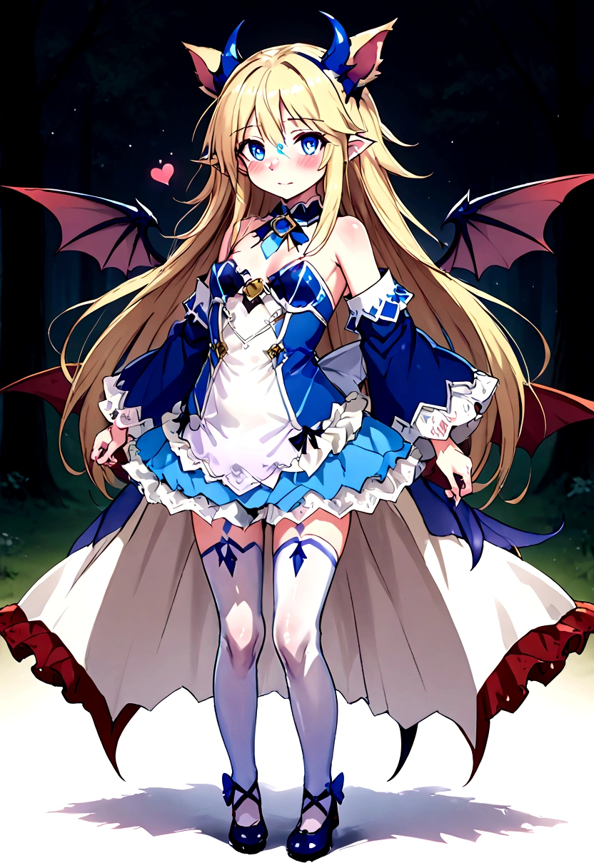 Anime. Monster Girl Encyclopedia. Alice.1 Girl. Lovely girl. . . . Succubus Clumsy. Blonde. Long hair. Blue eyes. Beautiful eyes. Perfect eyes. Expressive eyes. Ideal face. 12 yall breasts. Flat chest. Pointy ears. Ideal anatomical body. Succubus horns. Wings of a succubus. Succubus tail with a heart tip. Cold. Runny nose. Snot flows from the nose. Blue and white children's dress from Alice in Wonderland. bows on the horns. White stockings. Shoes. Standing. Standing at full height. Standing in the forest. Standing in the middle of the forest. Beautiful character design. Shiny skin. Full body. nsfw. Scat. Official art. Extremely detailed CG Unity 8k wallpaper. Ideal lighting. Ultra high resolution 4K. Super detailed 8K. A high resolution.