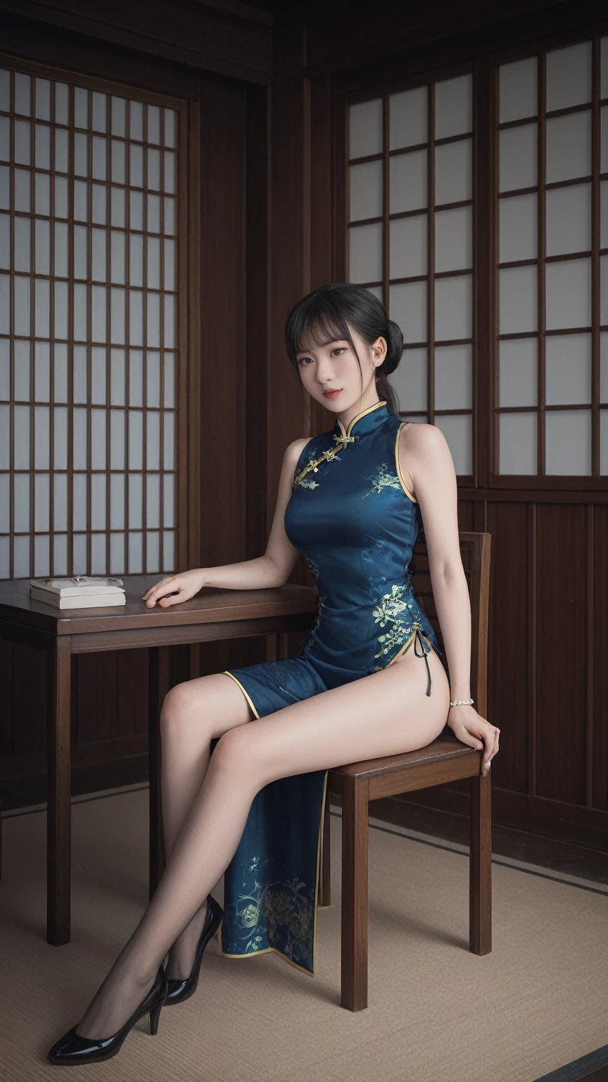 score_9, score_8_superior, score_7_superior,indoor,
One girl, China dress,Sitting , table,