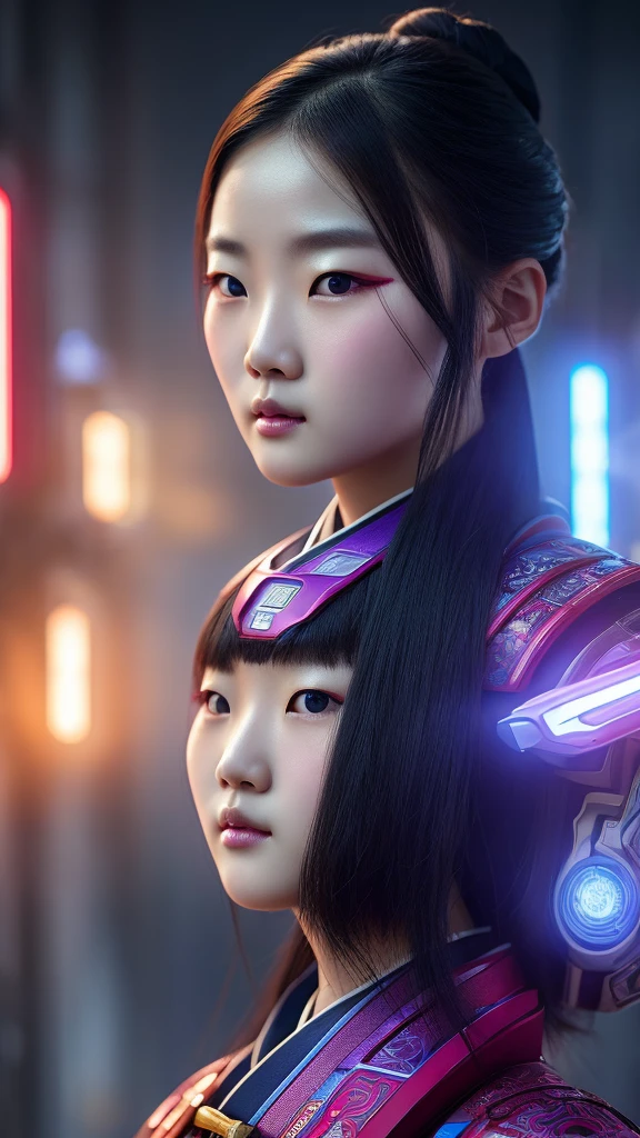 1girl, korean, traditional hanbok, holding plasma rifle, futuristic plasma rifle, contrast between traditional and futuristic, determined expression, confident pose, beautiful detailed eyes, beautiful detailed lips, extremely detailed face, longeyelashes, hyperrealistic, 8k, photorealistic, cinematic lighting, dramatic lighting, vibrant colors, intricate details, masterpiece, digital painting