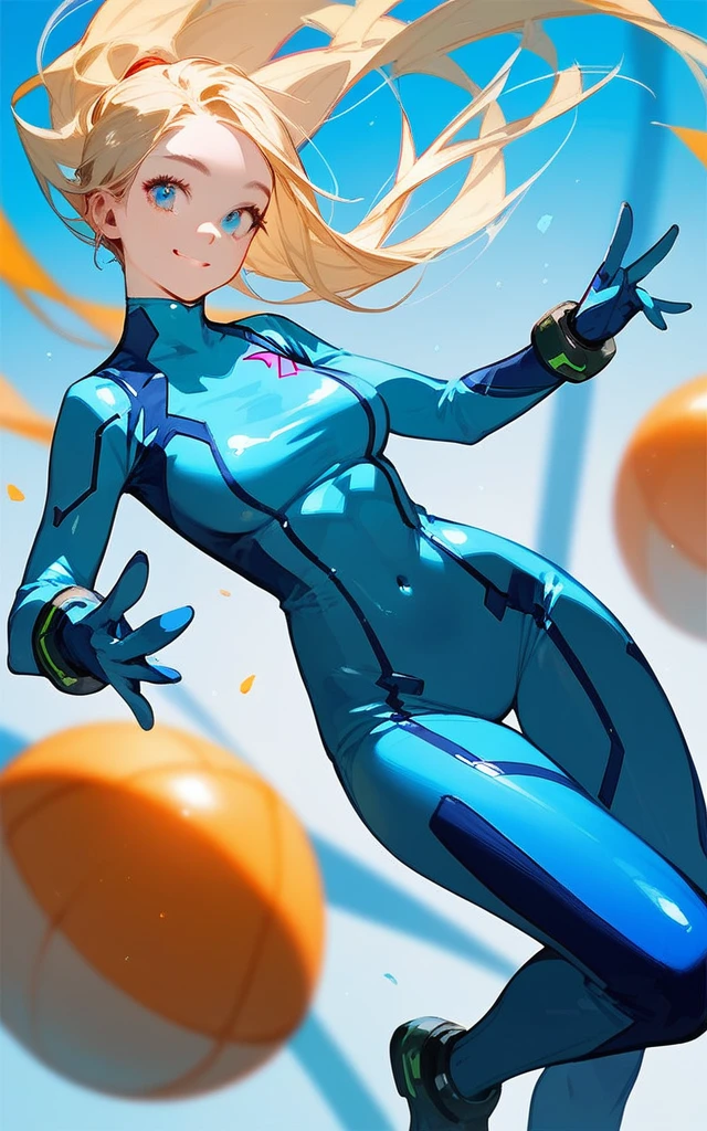 girl, smile, zero suit, blonde, blue eyes, Hyper Realistic