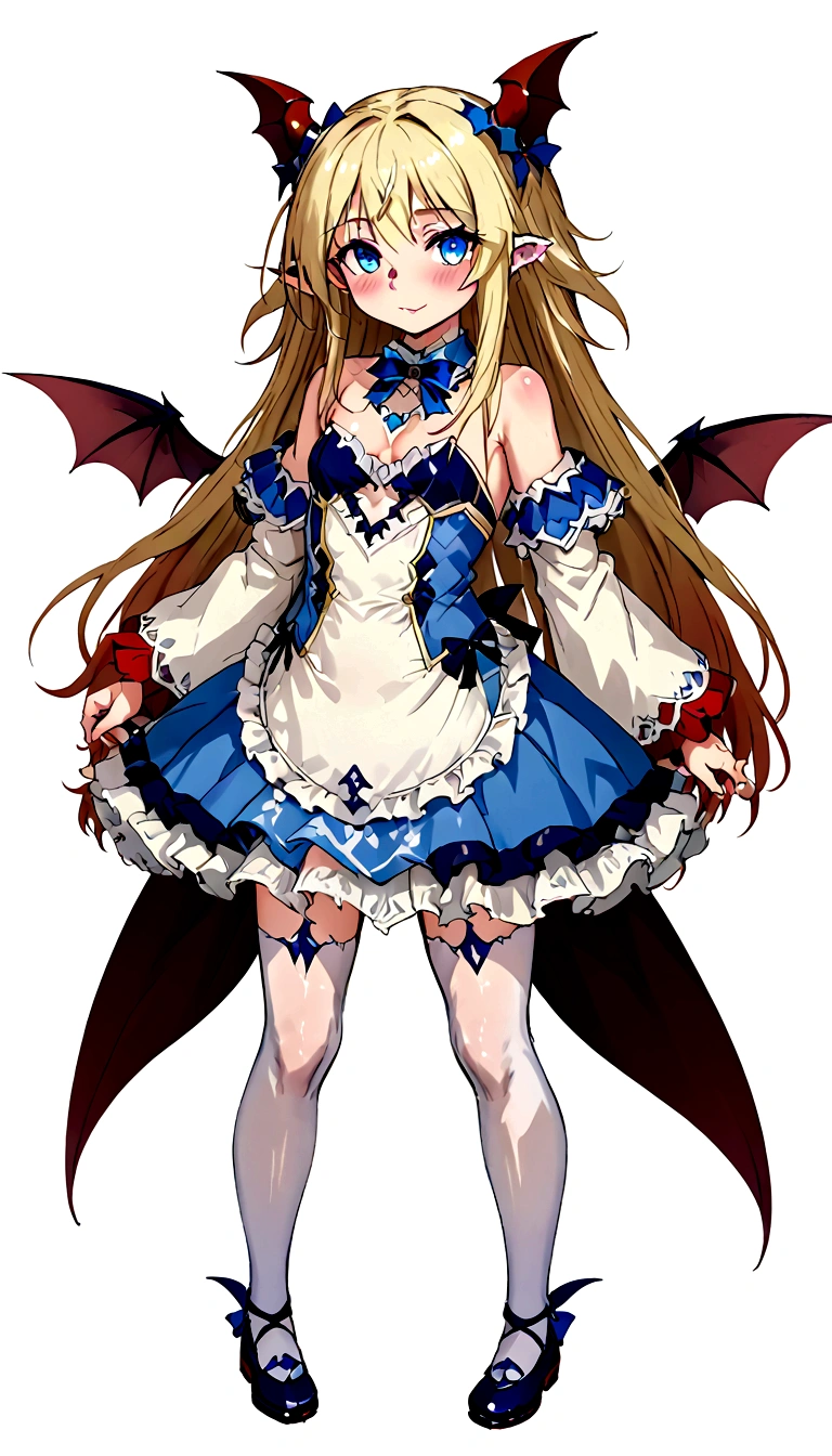 Anime. Monster Girl Encyclopedia. Alice.1 Girl. Lovely girl. . . Baby. Succubus Clumsy. Blonde. Long hair. Blue eyes. Beautiful eyes. Perfect eyes. Expressive eyes. Ideal face. ************. Small breasts. Flat chest. Pointy ears. Ideal anatomical body. Succubus horns. Wings of a succubus. Succubus tail with a heart tip. Cold. Runny nose. Snot flows from the nose. Blue and white children's dress from Alice in Wonderland. bows on the horns. White stockings. Shoes. Standing. Standing at full height. Standing in the forest. Standing in the middle of the forest. Beautiful character design. Shiny skin. Full body. nsfw. Scat. Official art. Extremely detailed CG Unity 8k wallpaper. Ideal lighting. Ultra high resolution 4K. Super detailed 8K. A high resolution.