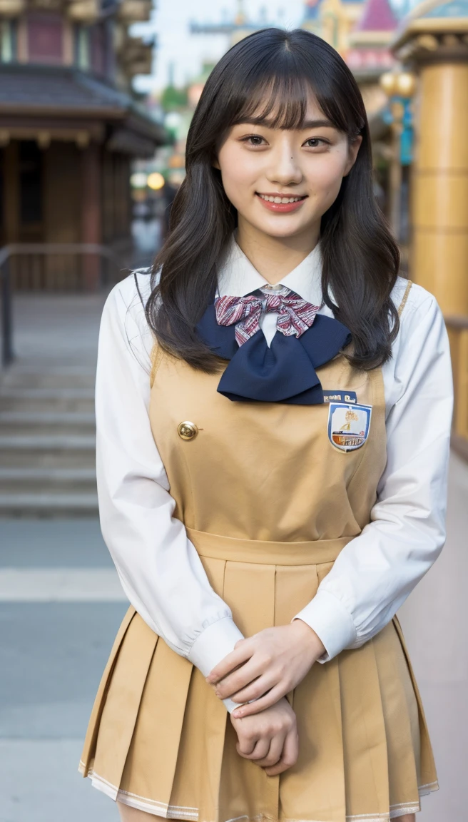 (Realistic:1.4), Highest quality, masterpiece, RAW32K Photo, (Highly detailed beautiful Japanese girls), (Very fine grain:1.2), (),(Cute face:1.2), Super detailed, Ultra-high resolution, wonderful, break,
(school uniform:1.5), Detailed school girl, (Disneyland:1.3), Beautiful detailed girl, bangs, Cute face, mini skirt,(thigh)