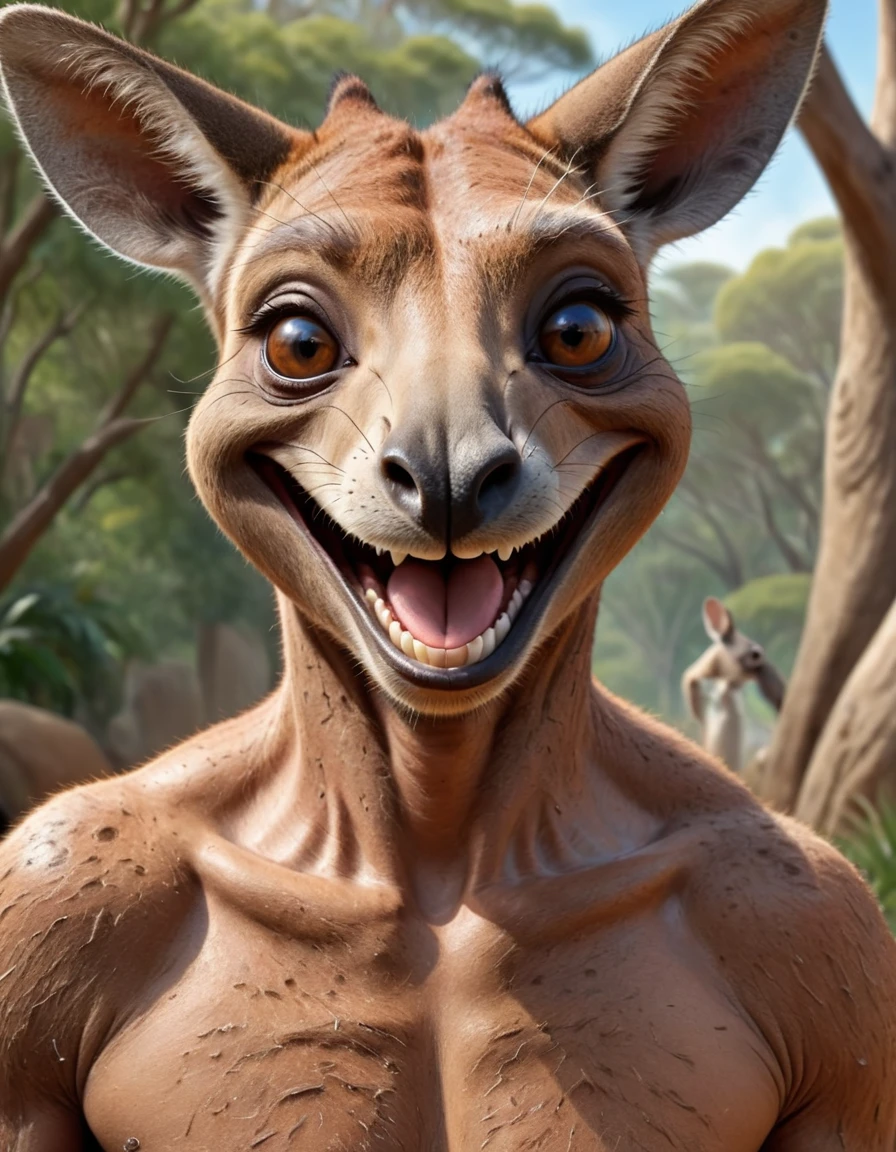 Surrealism, 8k, super detail, UHD, masterpiece, accurate, anatomically correct, textured skin, super detail, high details, high quality, award winning, best quality, highres
"Create an image of a man inspired by a kangaroo. He has a smile that captivates women, combining smartness with a hint of childlike innocence. The background is a zoo."