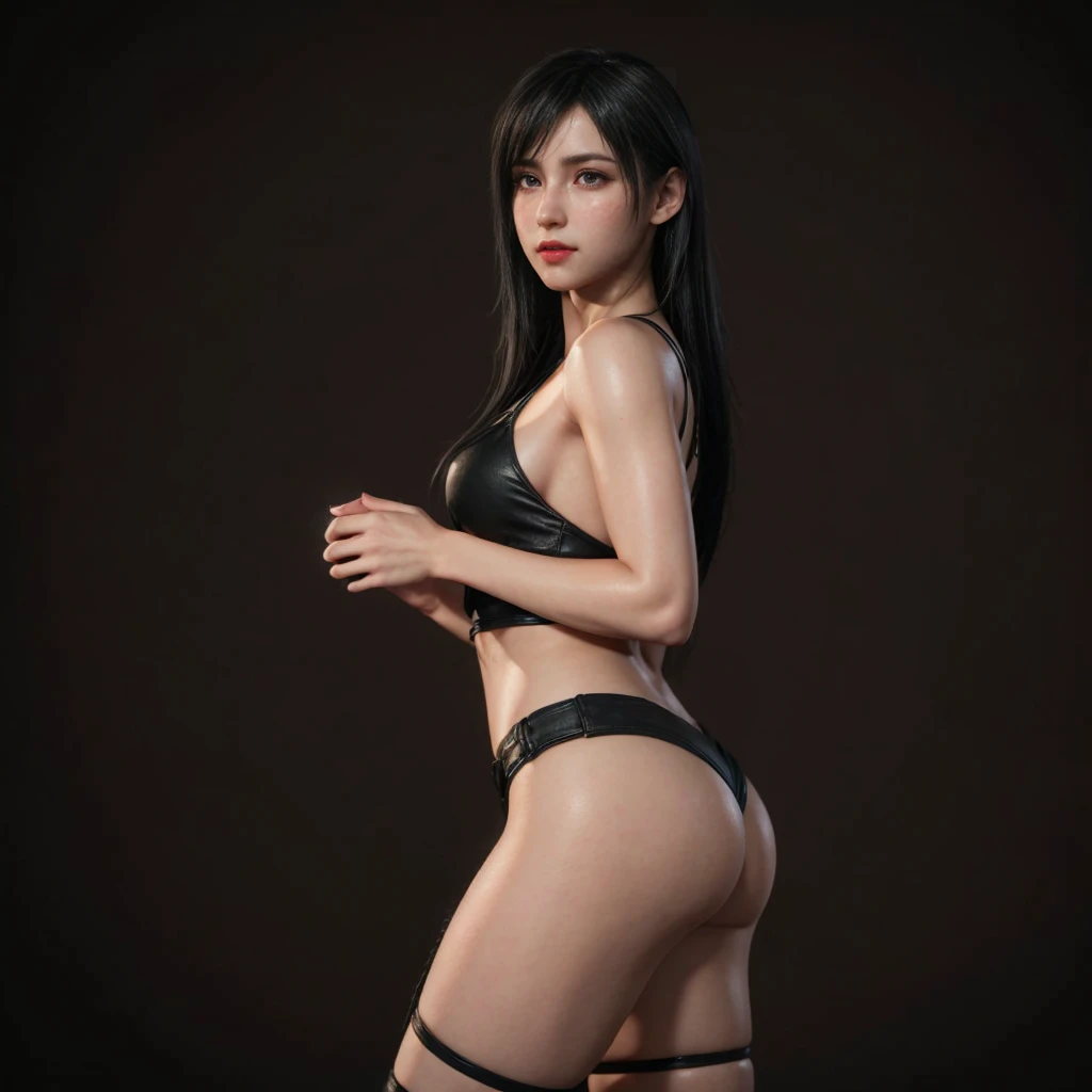 Tifa Lockhart, (best quality, ultra-detailed), (realistic:1.37), beautiful and detailed face, ultra-realistic texture, delicate face, delicate body, red lipstick, bright colors. high definition, 8K.