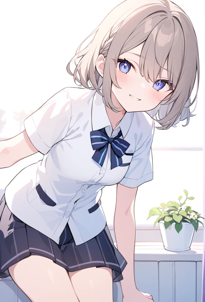 ((top-quality、8K、masterpiece:1.3))、女の子1人、In a town where many people walk、Slender Abs、sofas、hyperdetailed face、A detailed eye、二重まぶた、非常にlarge full breasts、large full breasts、Colossal tits、Neat and clean schoolgirl、short-hair、Straight bob hair、前髪のあるshort-hair、A smile、Schoolgirl Uniform、Low male genitals visible through the skirt、An 18-year-old woman、Sheer white shirt、Unbutton and unfold the shirt、Exposing breasts、Navy blue ribbon at the collar、Dark blue pleated micro mini、Sexy、Peek at the viewer、Beautiful graphics、Bright and sunny main street、There are a lot of people、Show me your whole body、beautiful legal body photos、is standing、No bra、teats see through、The shape of your nipples is noticeable even under your shirt.、No panties、No panties、Detailed female genital shape pantyhose missing、(Facing the front)(((Blushing cheeks、embarassed expression)),(((The skirt is rolled up by the wind)))、Showing female genitalia、、Background depth of field、Please choose one'skirt in the crowd、Men behind、Grabbed by a man、Chest grabbing