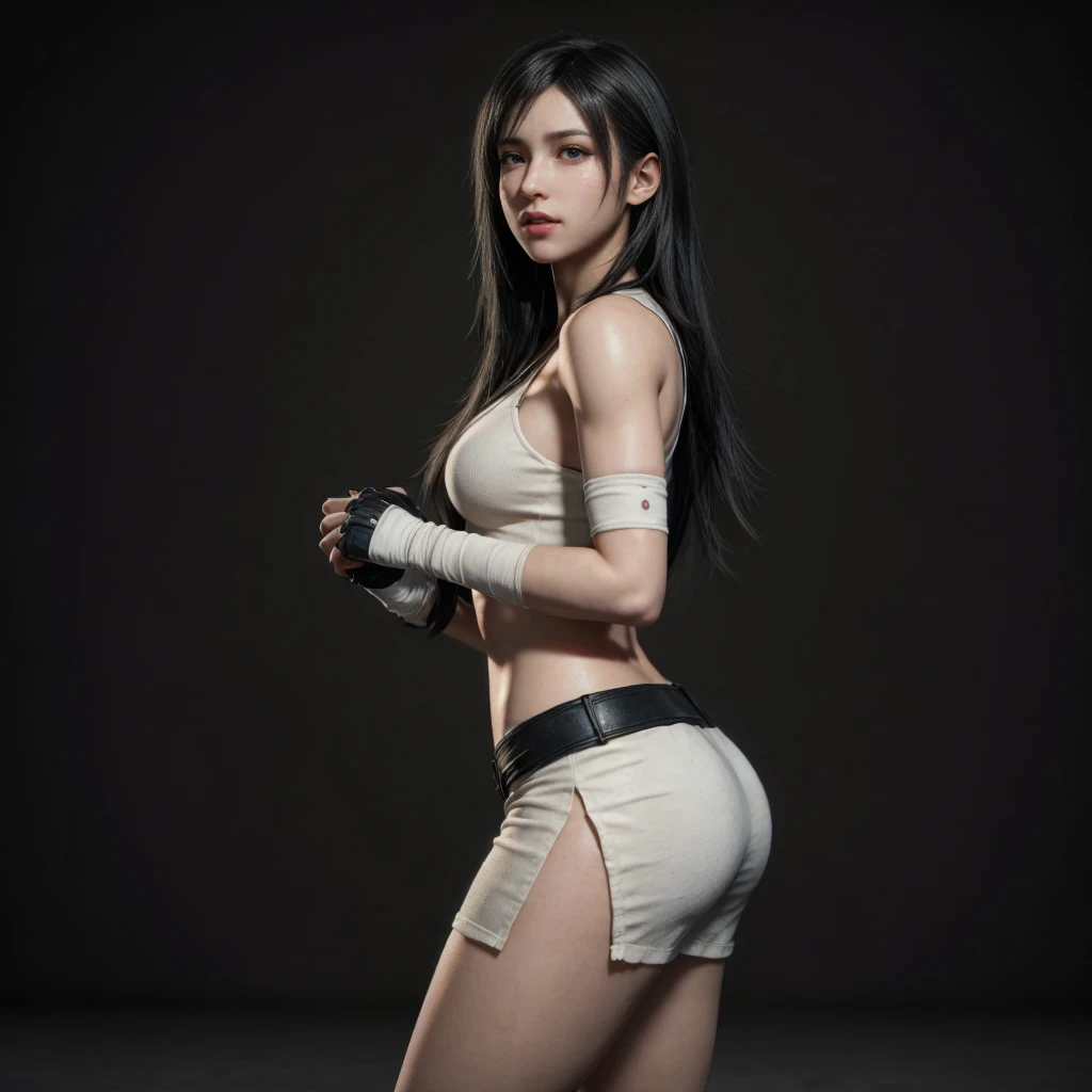 Tifa Lockhart, (best quality, ultra-detailed), (realistic:1.37), beautiful and detailed face, ultra-realistic texture, delicate face, delicate body, red lipstick, bright colors. high definition, 8K.