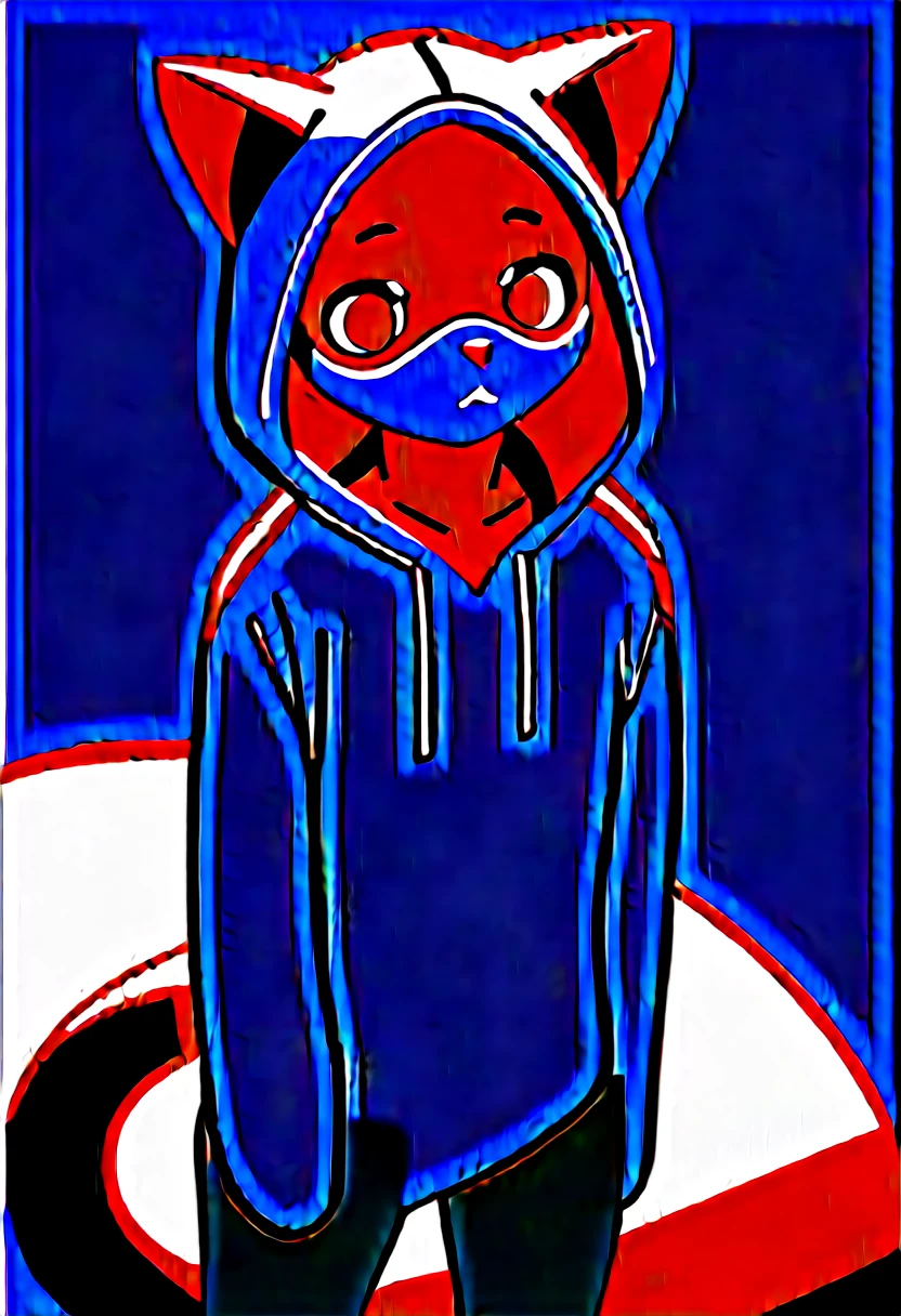 Highest quality, Highest quality, High quality illustrations, masterpiece, Ultra-high resolution, Detailed Background, Shibuya, Graffiti Art Absurd, Perfect Anatomy, performance, Good lighting, Shadows in the movies(kemono, Furry PersonifiCation), Cat, White Rubber Suit, latex, neon, neonライト, neonカラー, Bodysuits, Cyber Suit, cyber punk, Rubber Mask, Rubber Hoodie, Earrings, Huge bulge, Dynamic Angle