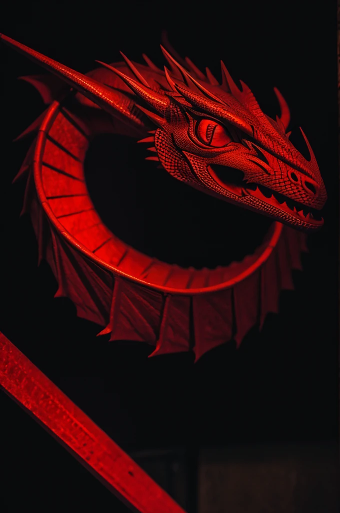 Red dragon eyes in the dark