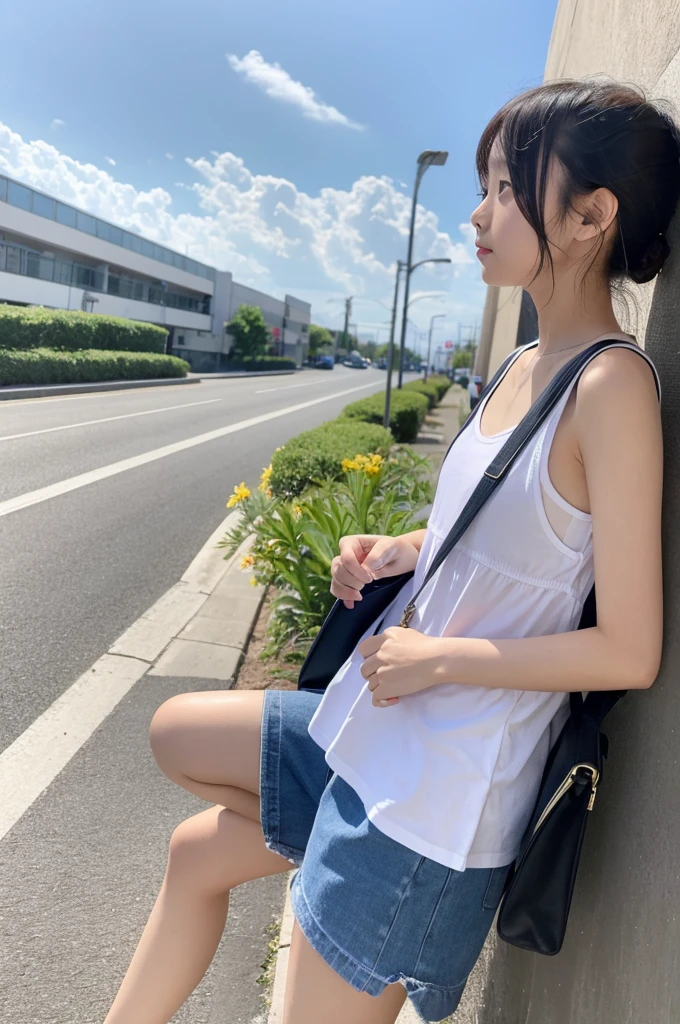 summer、On the way to school、(upper body shot)
