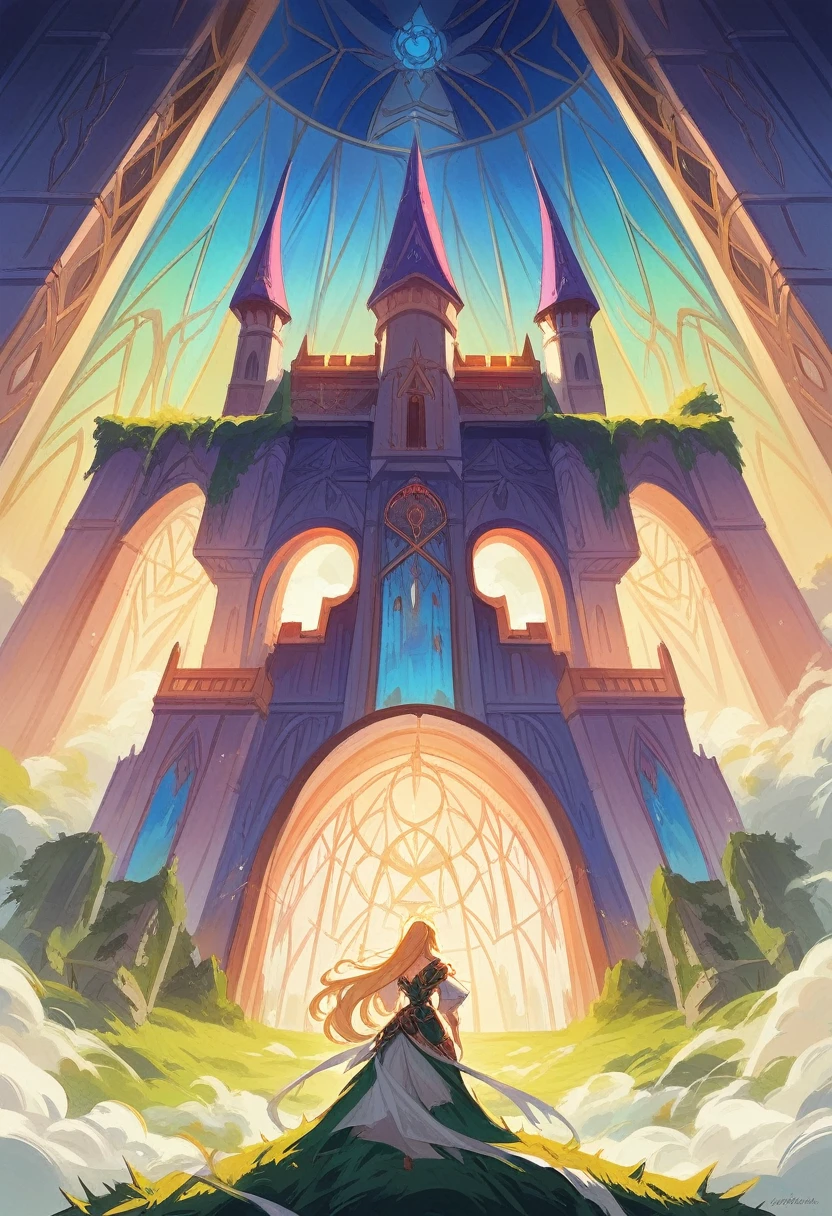 detailed fantasy landscape,hyrule kingdom,epic adventure,the legend of zelda,anime inspired,digital art,highly detailed,vibrant colors,striking composition,dramatic lighting,cinematic atmosphere,beautiful detailed character,long hair,striking pose,majestic mountains,lush forests,flowing rivers,fantasy castle,imposing architecture,epic scale,breathtaking scenery,intricate details,masterful painting,stunning realism,cinematic framing,emotive expression