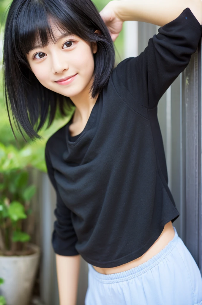 Highest quality,High quality,Realistic,,The whole body is visible,Black Hair,Cute Face,Japanese