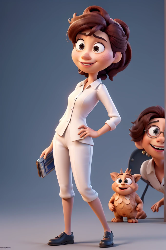 Cartoon character of a woman in formal wear and white shirt facing the camera, un Cartoon character with money in hand stylized character, animation style rendering, stylized 3D, Arnold Maya representation, stylized 3d rendering, cartoon rendering screenshot, 3D Character, 3D Character, stylized 3d rendering, 3D Character Rendering, Cartoon Character, character close up, Character Pose, (Pixar Style) (master part:1.2) (bokeh) (best quality) (Detailed skin) (detailed texture) (8K) (clay) (cinematic lighting) (sharp focus)