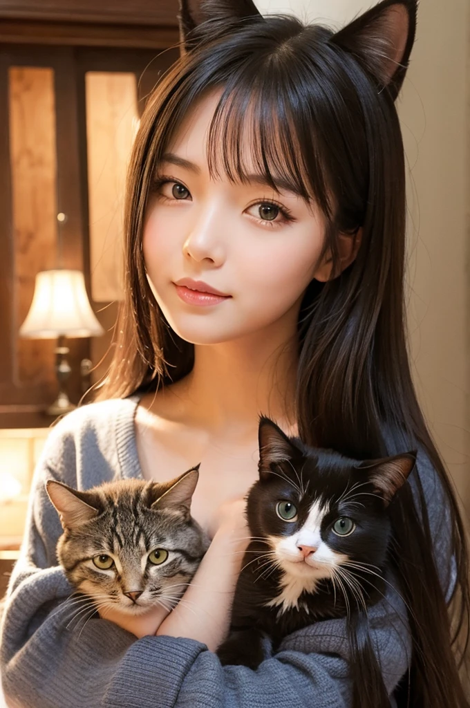 Cute girl with cat