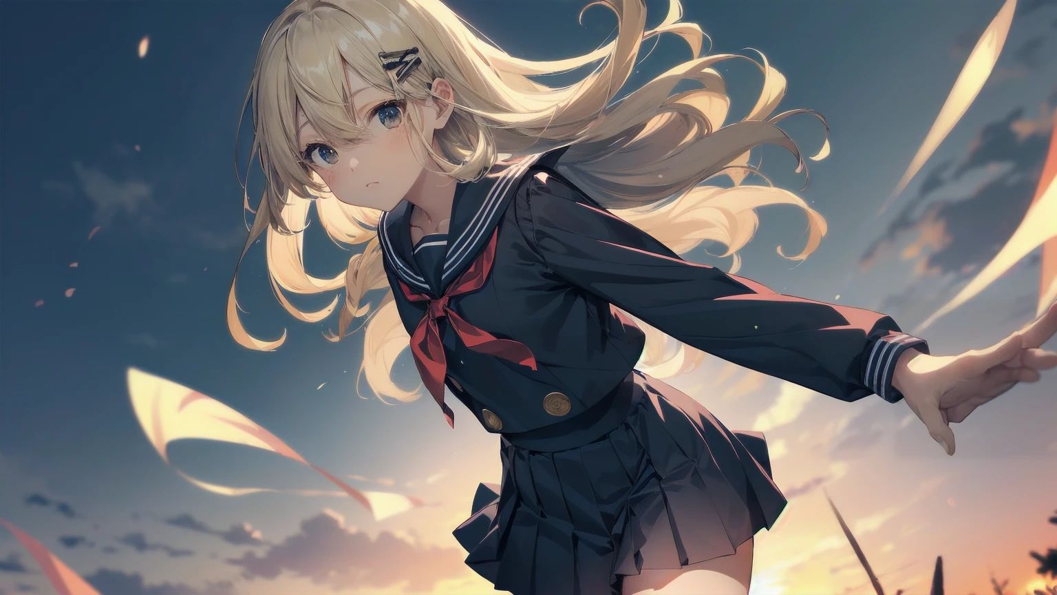 Highest quality, Anime Moe Art Style,Best Anime 8K Konachan Wallpaper,pixiv contest winners,Perfect Anatomy, (Please draw a girl walking sleepily to school.... ),break, 1 Girl, (alone,,,:1.3),high school student, short hair, amount, (Hair above one eye:1.7),All limbs, Full Finger,Medium Chest, Between the legs, Small eyes,accurate black eyes, Hair Clip, (Sailor suit:1.5),(school uniform:1.5) skirt,On the way to school. break,Very detailed,High resolution,ultra high density skin, Professional Lighting,8K eye detail, (Cute illustrations:1.2),Expressionless,(Hair on one eye:1.5),Sailor suit