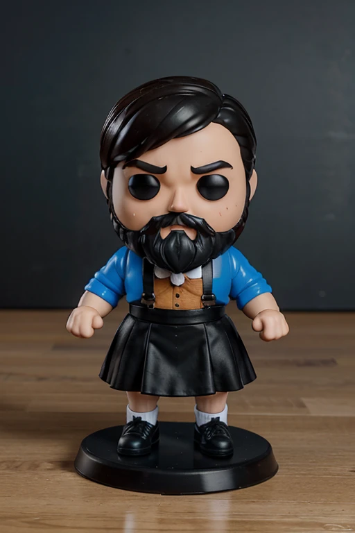 Create a funko pop that has a beard, what a teacher dress, young technical appearance.