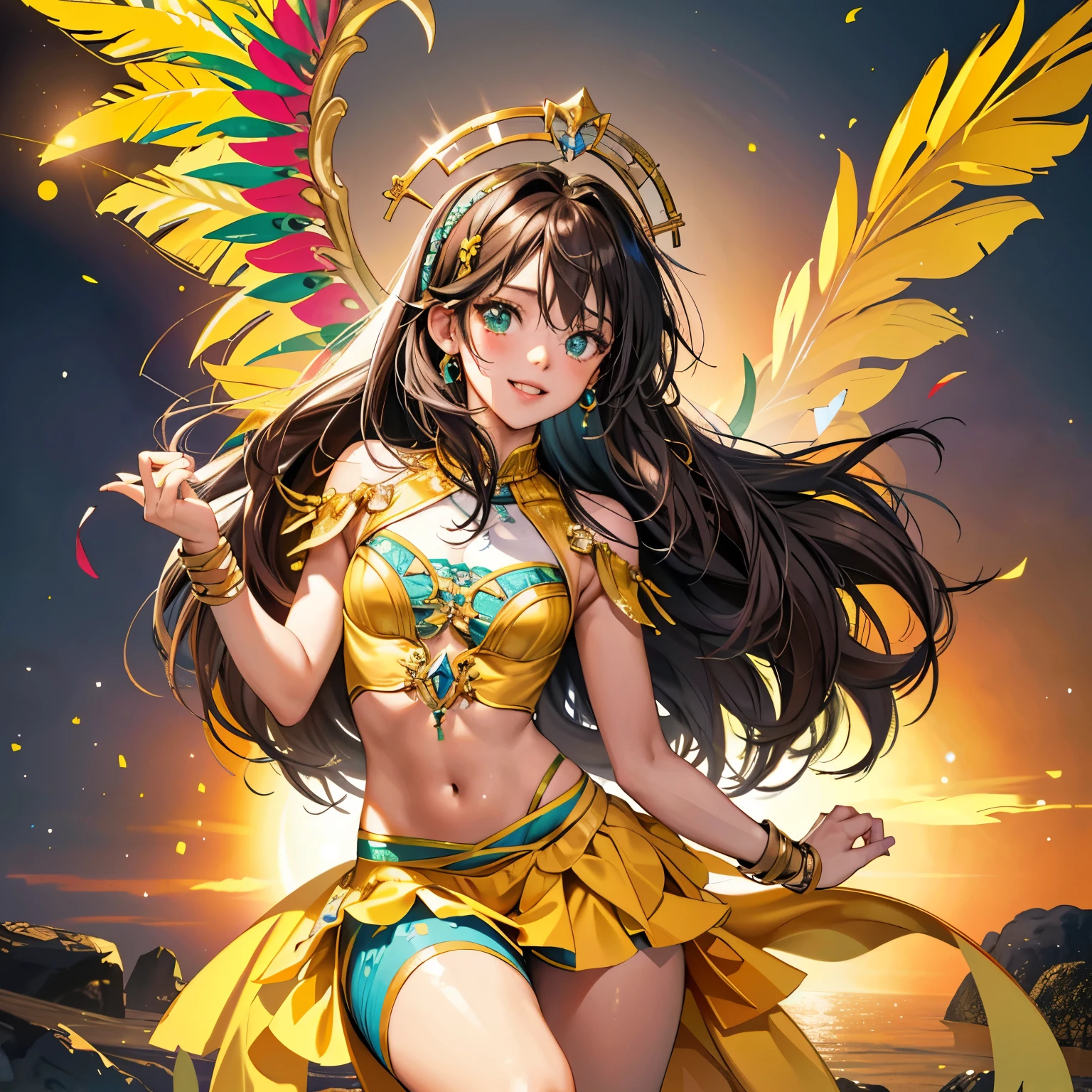 quality\(8k,wallpaper of extremely detailed CG unit, ​masterpiece,hight resolution,top-quality,top-quality real texture skin,hyper realisitic,increase the resolution,RAW photos,best qualtiy,highly detailed,the wallpaper,cinematic lighting,ray trace,golden ratio\), BREAK ,brazilian carnival,1woman\(cute,kawaii,,big smile,hair floating,hair color dark brown,long waved hair,eye color dark,big eyes,dark skin,samba costume,colorful,cowboy shot,dancing brazilian dance hard,sweat,bzccostume,headdress\),at rio de janeiro\(Brazil\),[nsfw:2.0],[nsfw:2.0],(motion blur:0.5),(5fingers each hand:1.4)