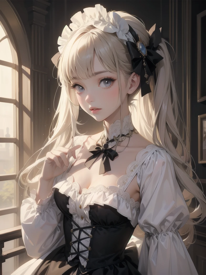 masterpiece、so beautiful、Clear contours、Cute pose of a lolita aristocrat、1800 Victorian fantasy