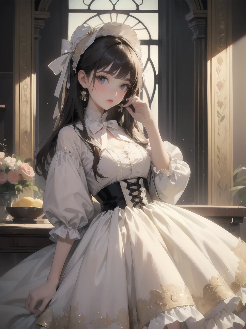 masterpiece、so beautiful、Clear contours、Cute pose of a lolita aristocrat、1800 Victorian fantasy