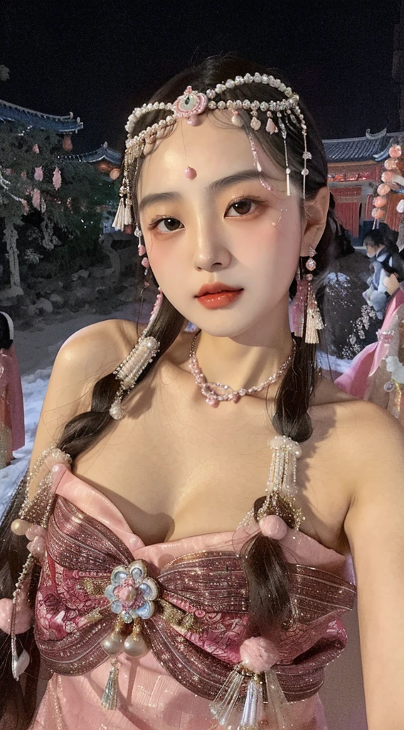 Araki woman in pink dress,Headdresses and necklaces, Chinese girl, ruan jia beautiful!, Chinese woman, xintong chen, 8k selfie photograph, wenfei ye, sie boob, Gorgeous lady, gorgeous chinese models, Very beautiful girl, Chinese traditional, Very beautiful woman, xue han, very very beautiful woman, An Asian woman