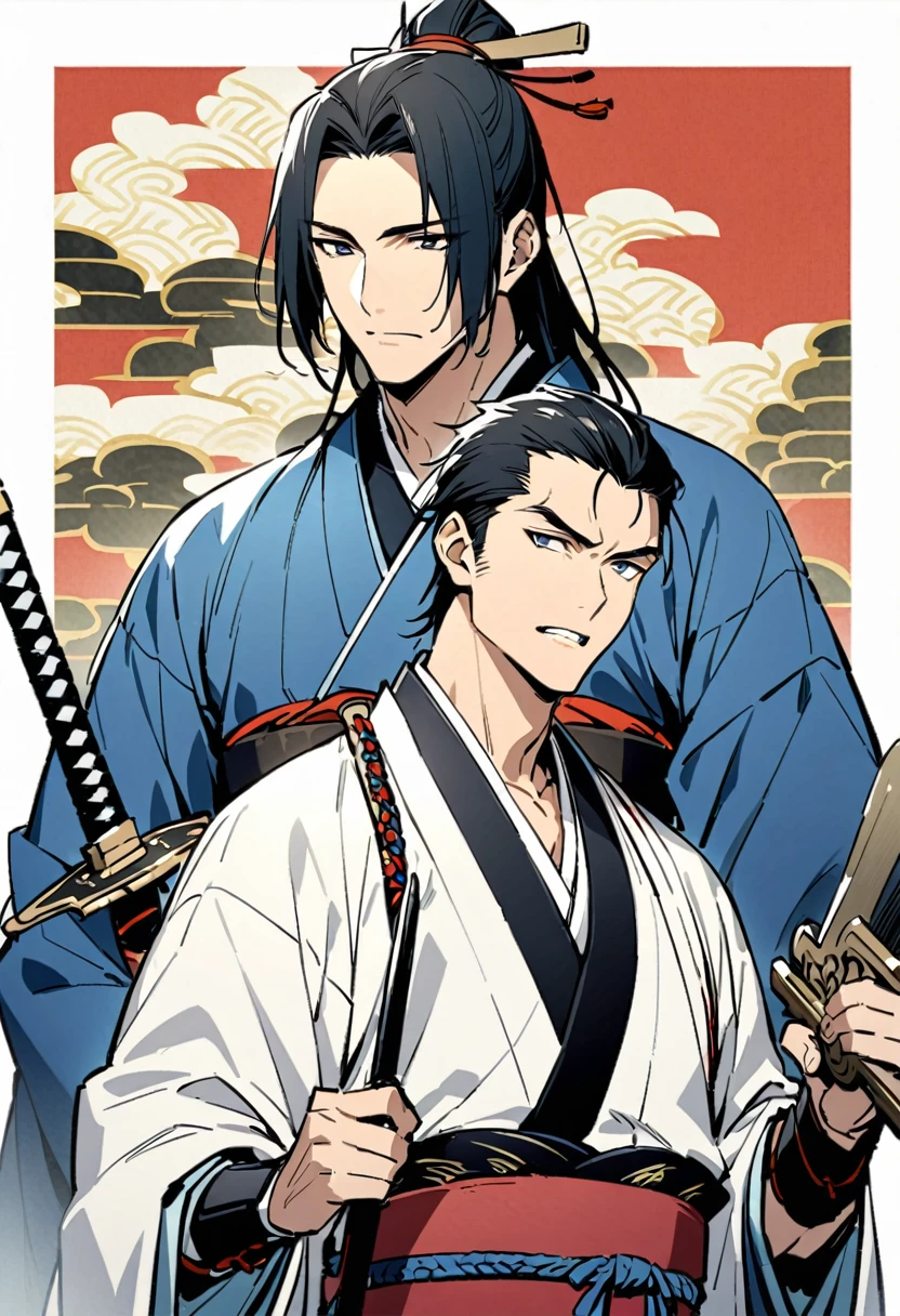 Japanese men、Swordsmanship、Handsome、Daring、Calm、End of the Edo period、Shinsengumi、Light blue kimono、One person、wild、uncle