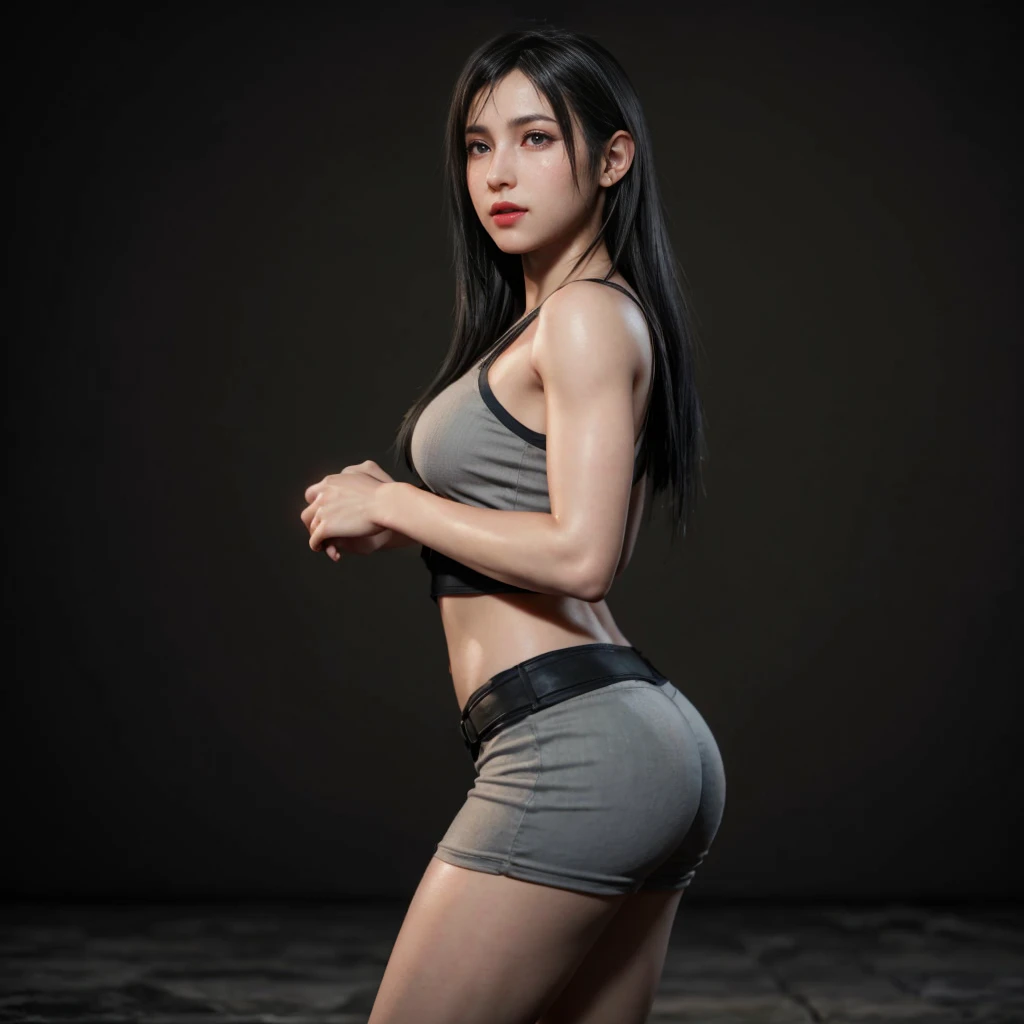 Tifa Lockhart, (best quality, ultra-detailed), (realistic:1.37), beautiful and detailed face, ultra-realistic texture, delicate face, delicate body, red lipstick, bright colors. high definition, 8K.