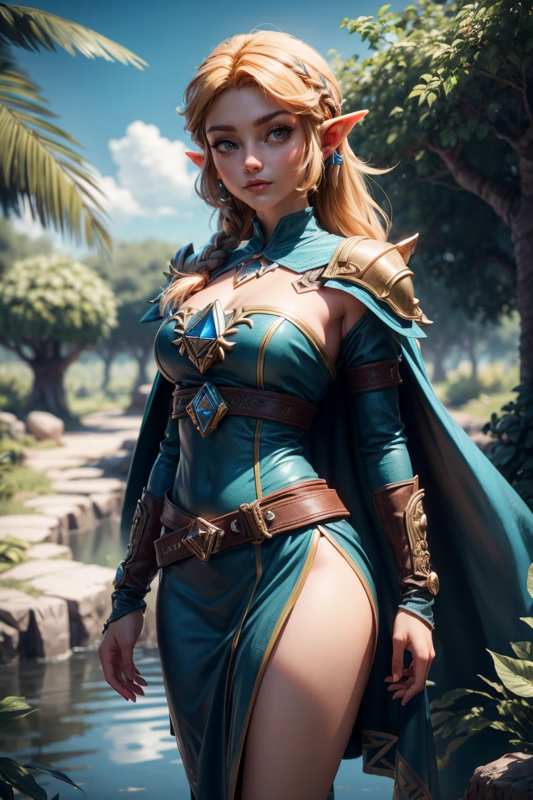 ANI_CLASSIC_deedlit_ownwaifu www.ownwaifu.com,(extremely detailed fine touch:1.2) Elf (natural light, sun light, light rays, dappled light, ray tracing:1.2), mature female , masterpiece, ultra best quality, ultra highly quality , elf pointy ears, blonde hair, long hair, circlet, green eyes, long pointy ears, very long hair, breasts, medium breasts, earrings, lips, makeup, bangs, cape, armor, blue cape, shoulder armor, pauldrons, gloves, breastplate, belt, green dress, short dress, looking at viewer, blush, open mouth, standing, (Masterpiece, extremely detailed CG, sharp line),deedlit, offcial art, Colorful, Beautiful Japanese anime style，Extremely detailed eyes and face，Sharp pupils，realistic pupil，In the woods、cabellos largos dorados，Black lace panties，Slender thighs, varies multi etc. --v 6 --s 1000 --c 20 --q 20 --chaos 100