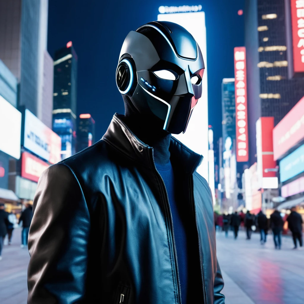 The Masked Prodigy**: In a sprawling AI city, rumors swirl about a boy who wears a sleek, emotionless mask, feared for his unmatched hacking skills and enigmatic presence.
