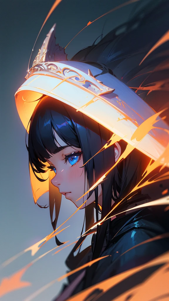 a kitsune girl,beautiful detailed blue eyes,long black hair with bangs,casual clothing,intricate detailed face,highly detailed,8k,photorealistic,cinematic lighting,digital painting,fantasy,artstation,trending on artstation