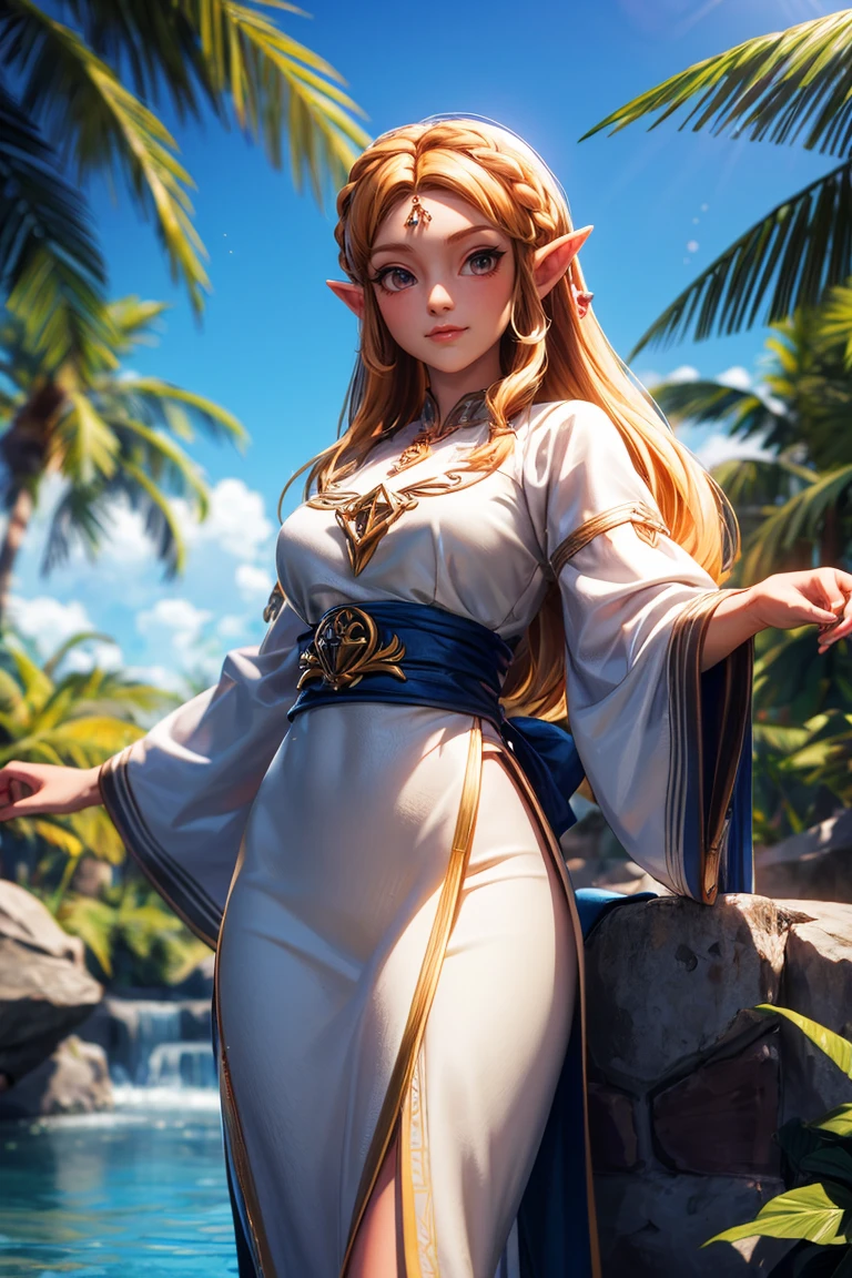 Princesa Zelda desnuda, teniendo un prolapso y con pechos grandes