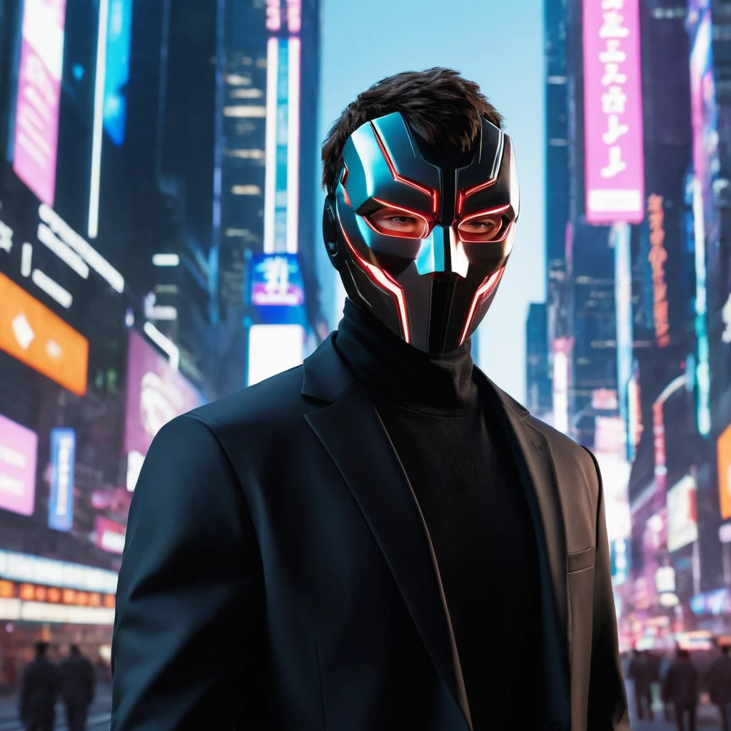 In a sprawling AI city, rumors swirl about a boy who wears a sleek, emotionless mask, feared for his unmatched hacking skills and enigmatic presence.