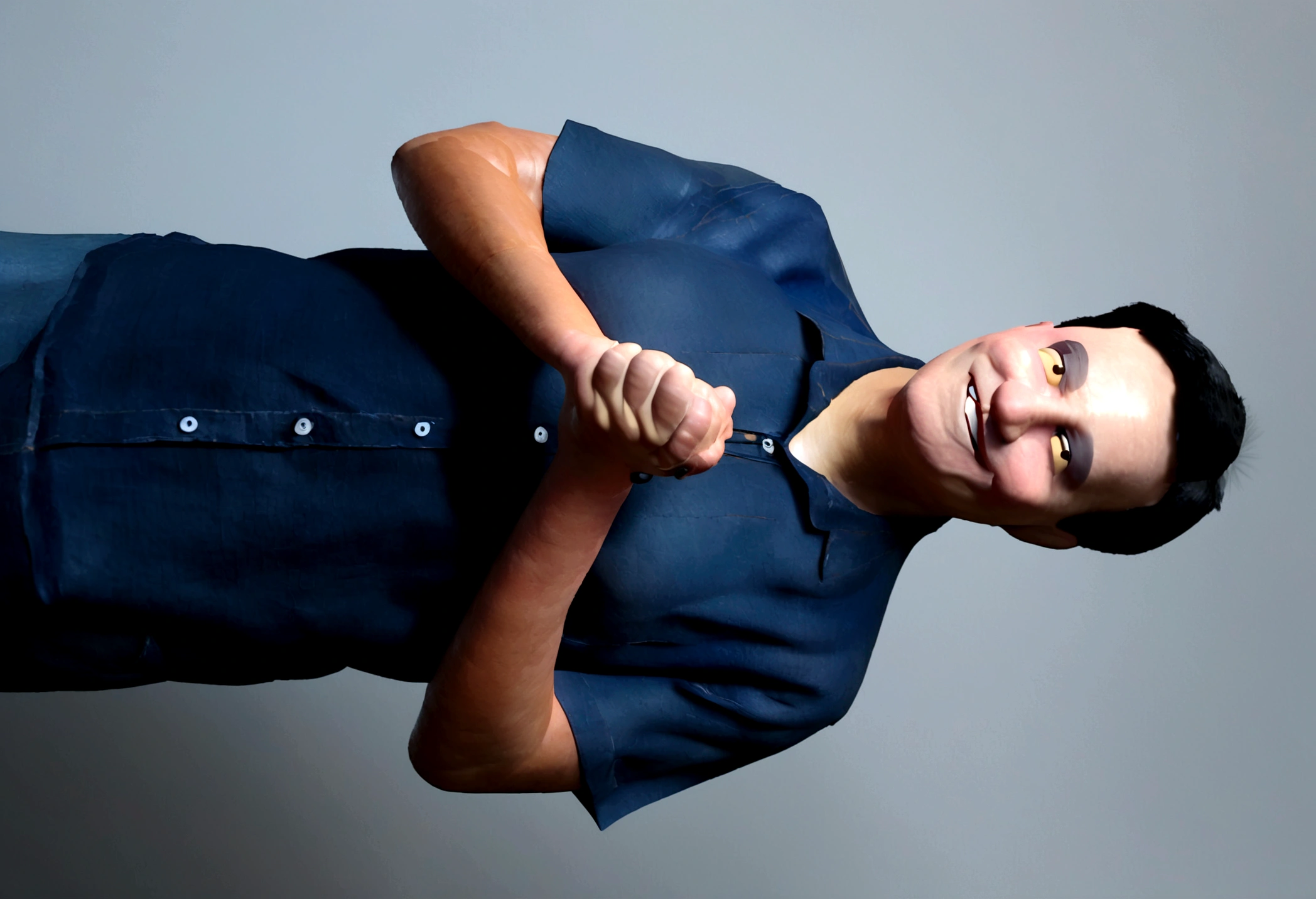 Cartoon character of a man , an animated character, stylized character, animation style rendering, 3d stylized, Arnold Maya rendering, Stylized 3D rendering, toon render screenshot, 3d character, 3d character, Stylized 3D rendering, 3D character rendering, cartoon character, Personagem de close up, character posing, (Pixar-style) (master part:1.2) (bokeh) (best qualityer) (skin detailed) (detailed texture) (8K) (Argilla) (cinematic lighting) (sharp focus,Sit down and lift your upper body