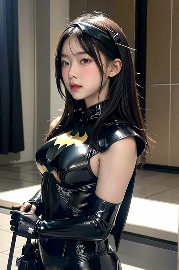 (masterpiece), best quality, perfect face, 1girl,  batman armor suit, 