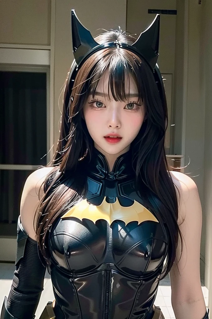 (masterpiece), best quality, perfect face, 1girl, batman armor suit,