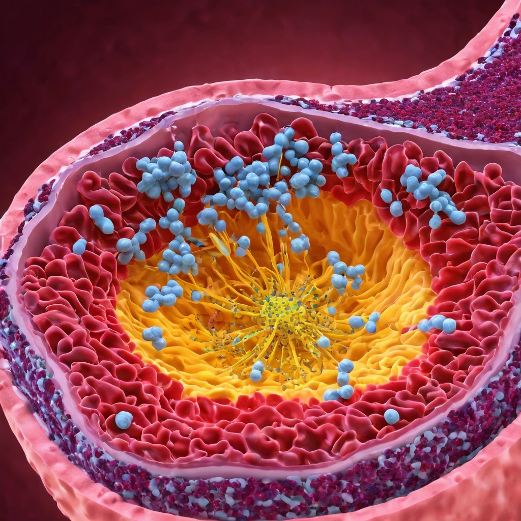 This is a labeled image of the inside of a living cell. The image shows the eukaryotic cellular structure of the organism. The structural components include the nucleus, cell wall, mitochondria, endoplasmic reticulum and actin cytoskeleton. The components are labeled. This image will be used as a banner for a learning management system.