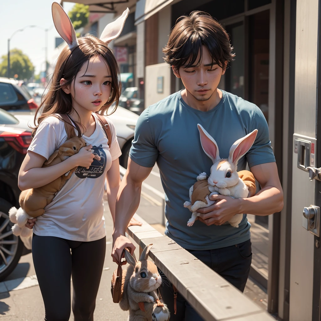 Rabbit forces his  rabbit to leave the house 