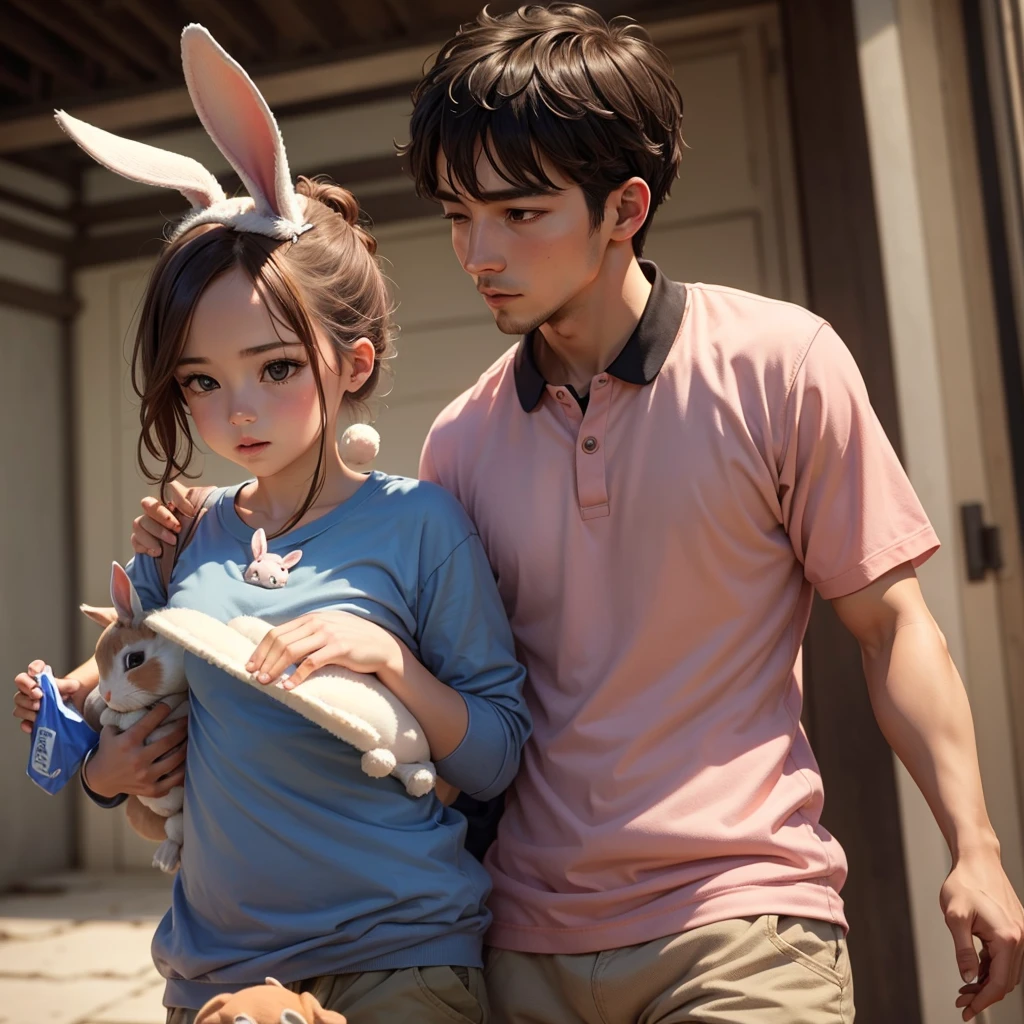 Rabbit forces his baby rabbit to leave the house