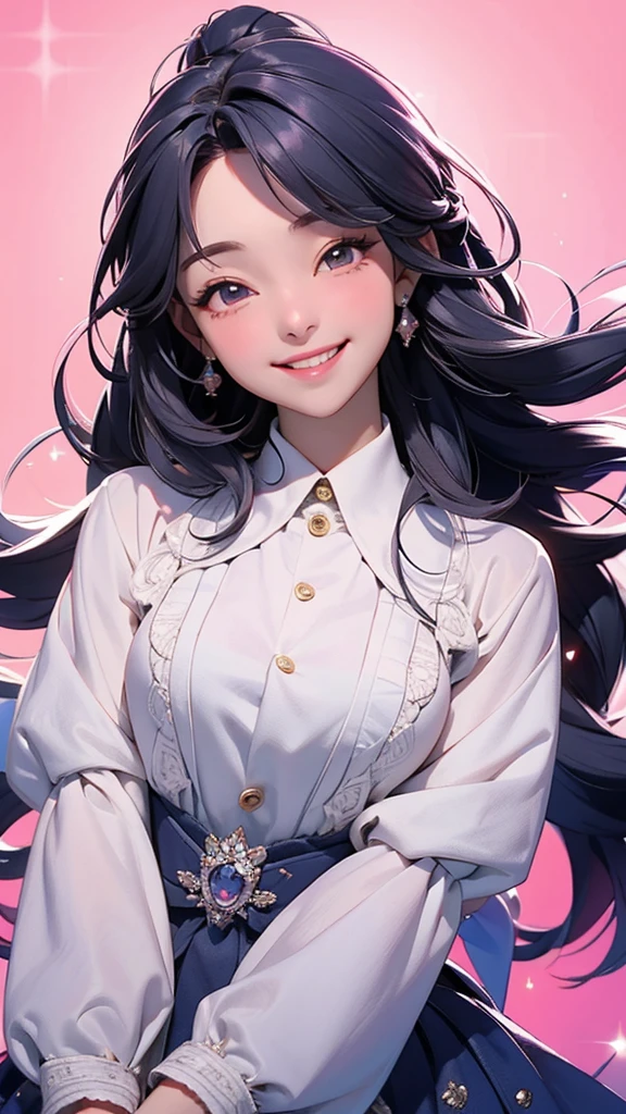 woman,(1 person),With a smile, She expressed her joy, Beautiful and smiling, Laugh gently, Cute smile, 美しいWith a smile, Happy and cheerful expression, And she laughs,very happy, (masterpiece、Highest quality)、Best details