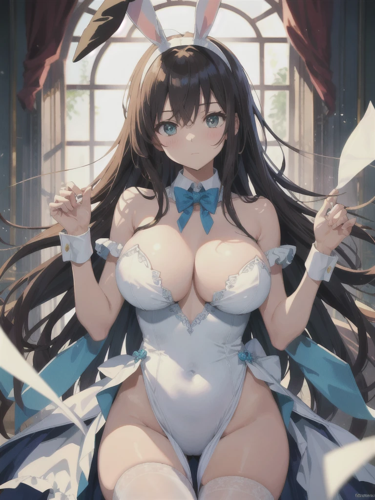 masterpiece, Highest quality, In detail, High resolution, Very delicate and beautiful, (Bunny girl), (Huge breasts)