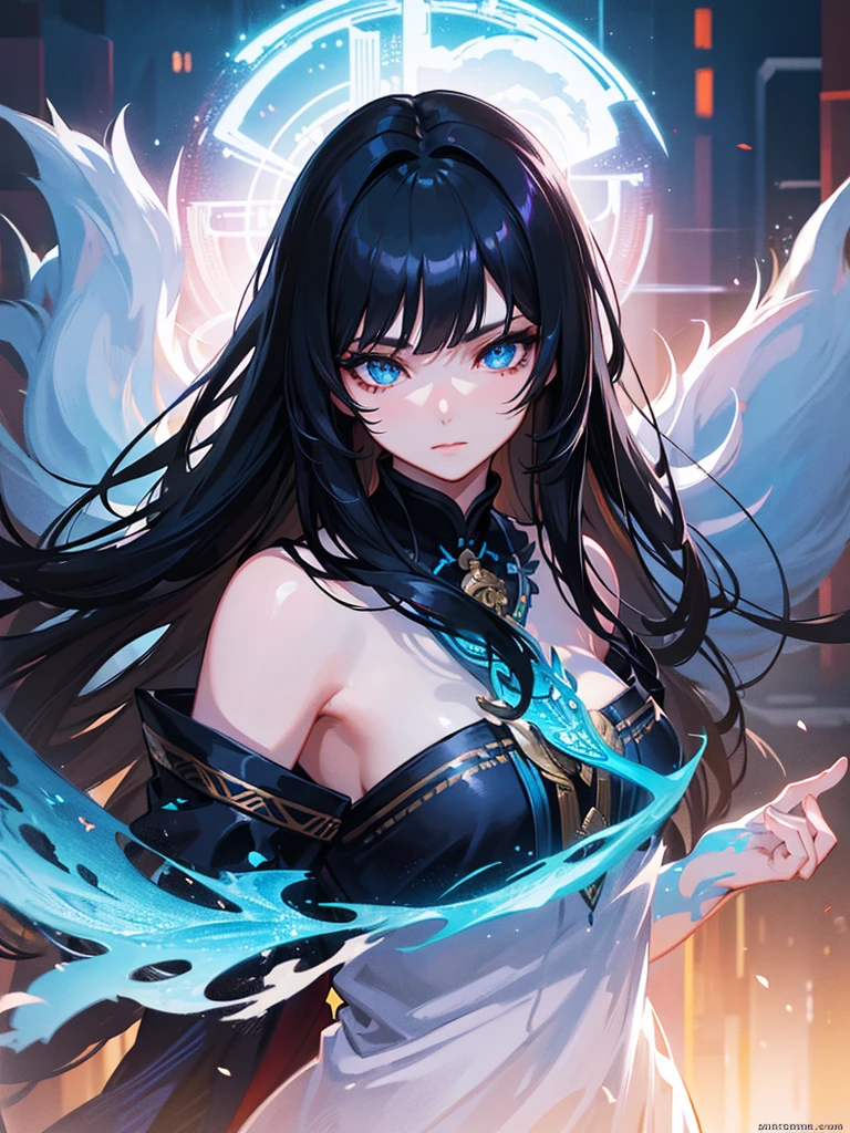 最high quality、best image quality、masterpiece、teenage girl((18-year-old、 By becoming、vest bust、medium bust,wide open breast tea、black eye, light blue hair、Red mesh、long hair、thin,highest valley、white pitch suit、Glowing red wings,leaning forward)),high quality、beautiful art、background((outer space))debris flies、Depth of written boundary、movie、visual art、perfect art、8K,genuine