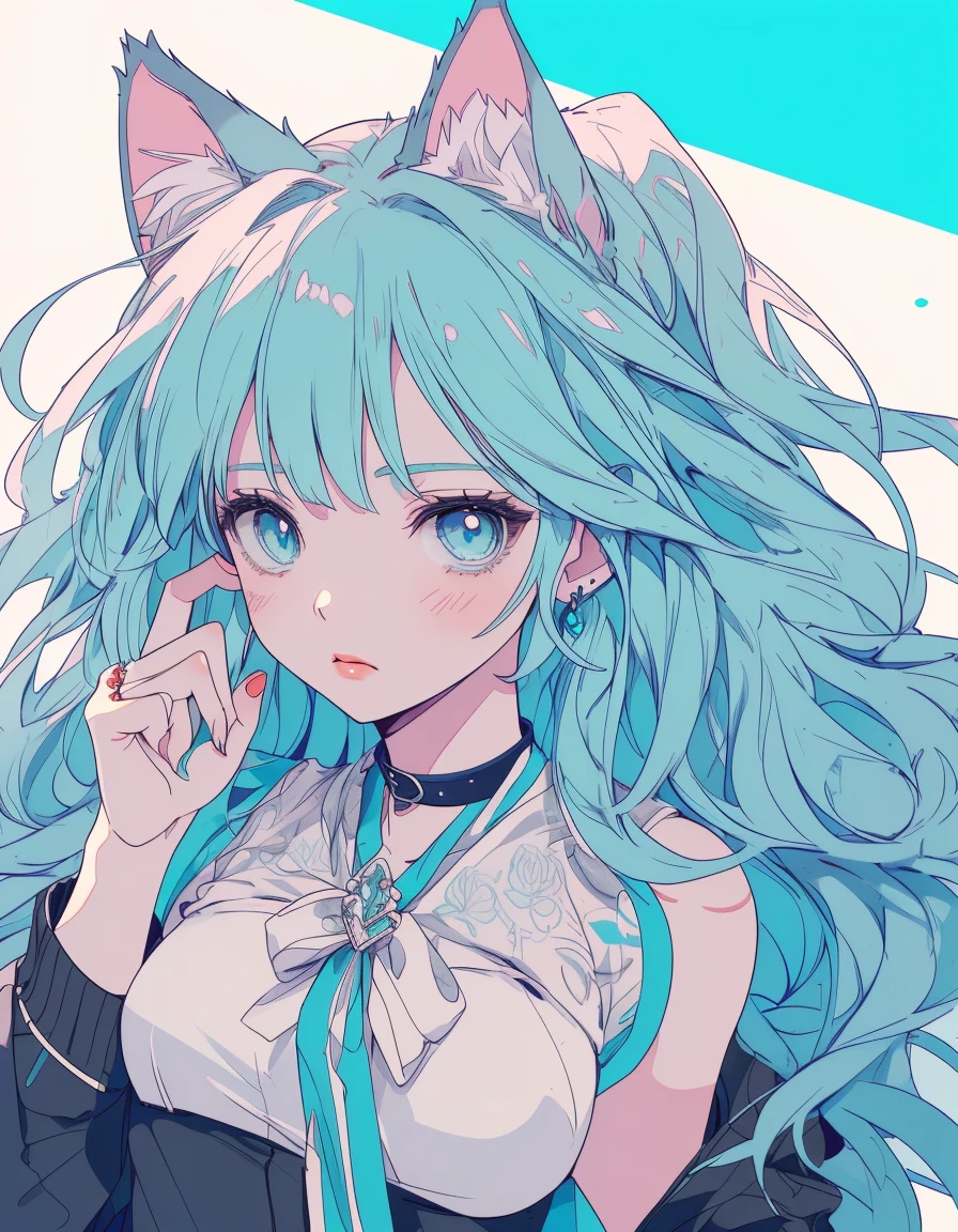  full body, ((masterpiece, best quality:1.5)), ((Beautiful detailed cat aqua eyes:1.2)), cat ears, pale skin, medium breasts, beautiful hands, beautiful fingers, EasyNegative