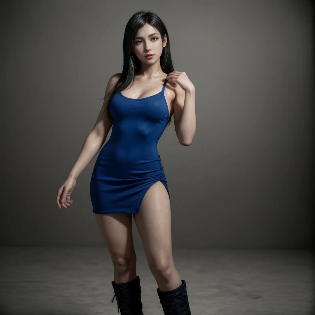 Tifa Lockhart, (best quality, ultra-detailed), (realistic:1.37), beautiful and detailed face, ultra-realistic texture, delicate face, delicate body, red lipstick, bright colors. high definition, 8K.