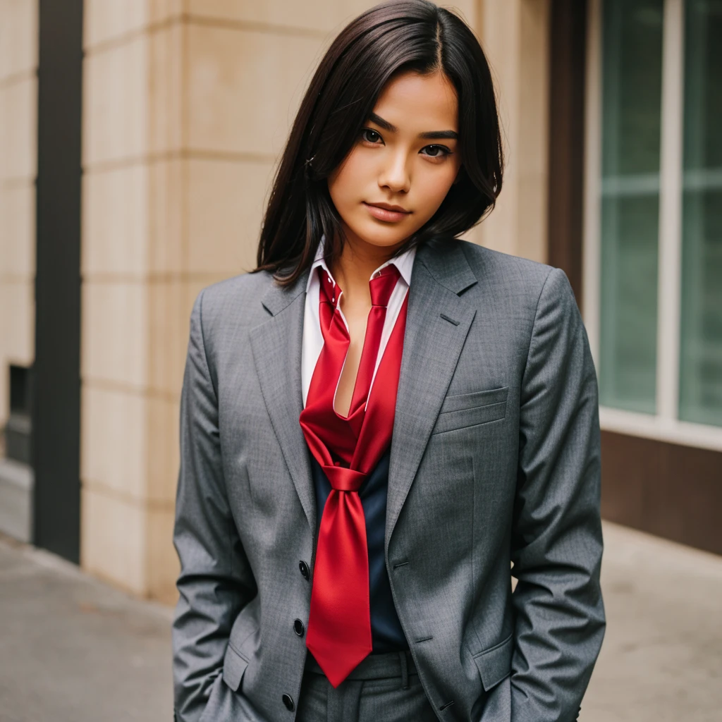 A red tie with no face