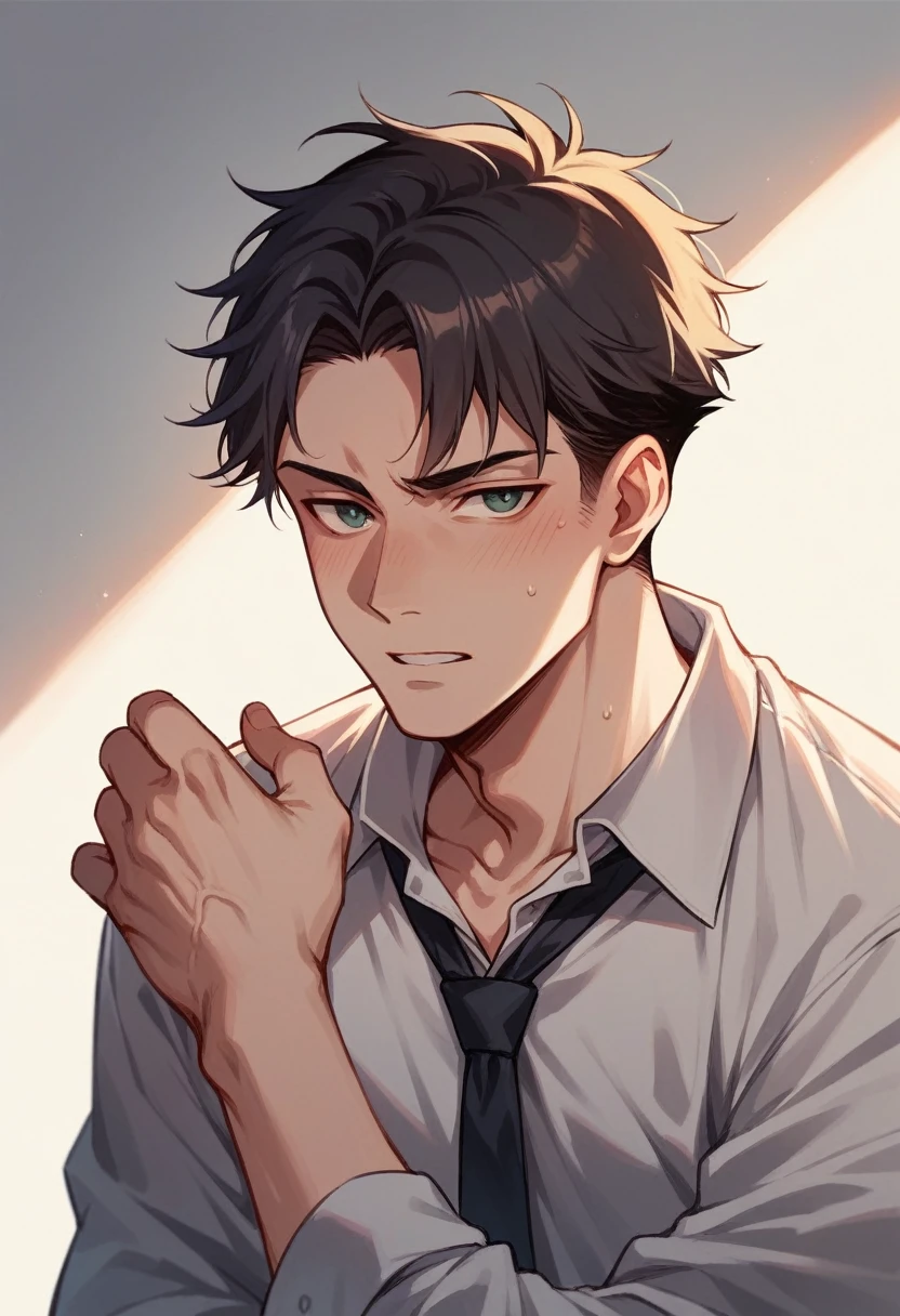 A boy with spider shut