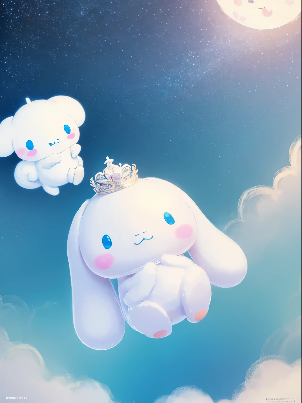  （ cinnamoroll：1.4）,sketch, 1 cinnamorolginal characters、Unified 16K wallpaper, masterpiece, best quality, Ultra-detailed, Extremely detailed CG, Caustics, Cinema lighting, detailed, Beautiful detailed Eyes, alone), ultra high resolution,sky,moonlight
