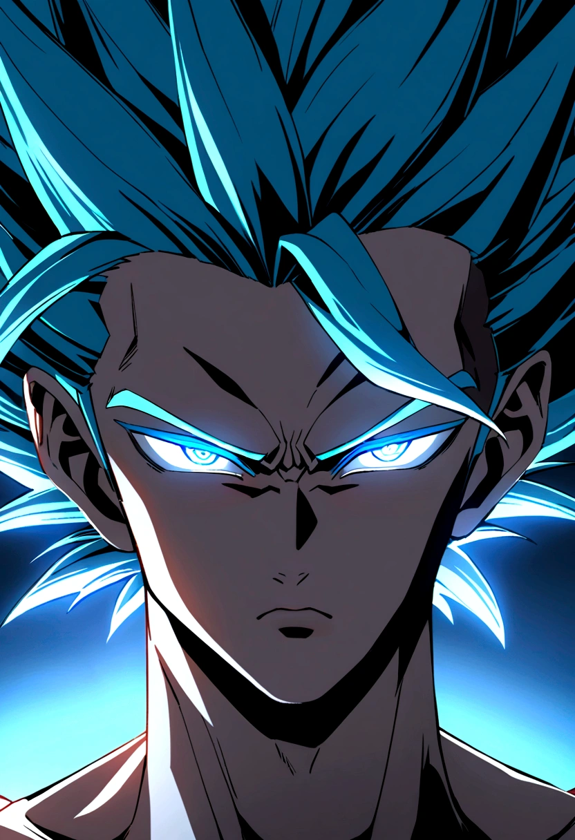 A boy  transformation with   super saiyan  blue  16k image