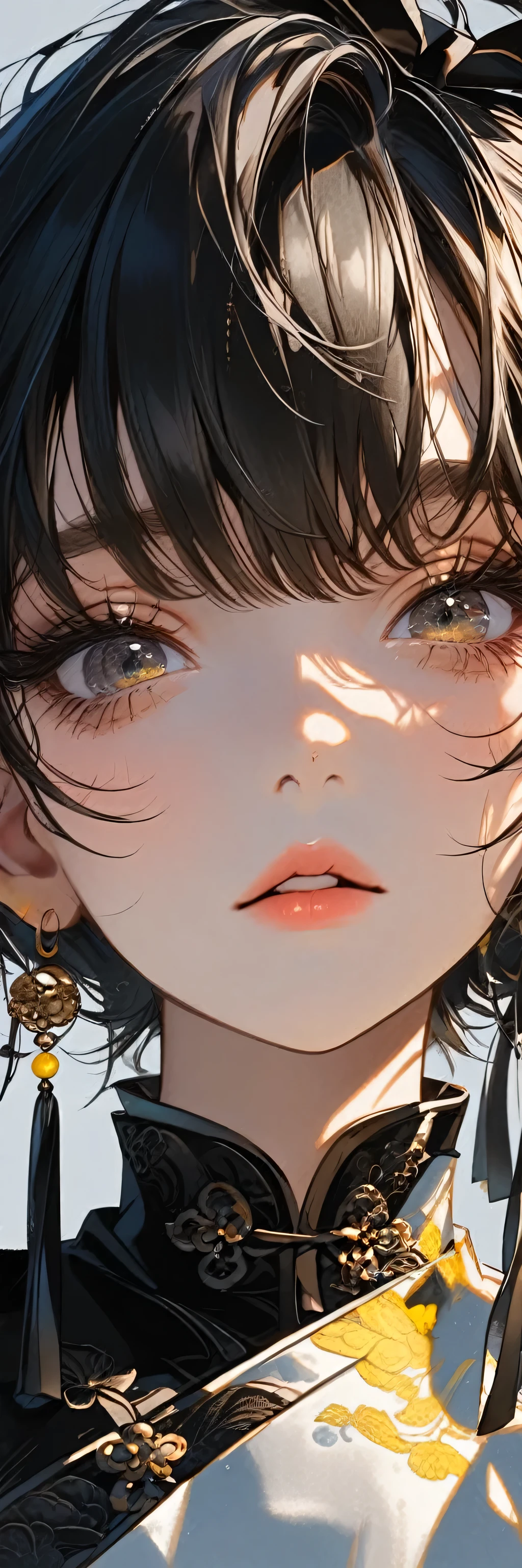 (high quality, realistic, portraits:1.2), (lighting: soft and warm), naked girl, short black hair, embarrassed expression, beautiful detailed eyes, beautiful detailed lips, blush on cheeks, shy posture, natural lighting, soft skin texture