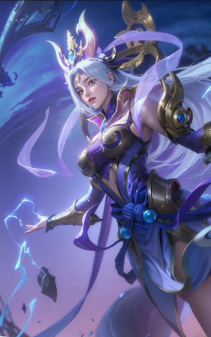 a close up of a woman with a purple and black costume, shadowbringers cinematic, 4 k detail fantasy, a beautiful fantasy empress, game cg, xianxia fantasy, xianxia hero, 2. 5 d cgi anime fantasy artwork, cinematic goddess close shot, ruan jia and artgerm, wow 4 k detail fantasy, hyperdetailed fantasy character