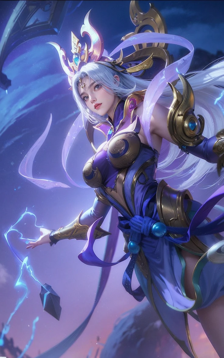 a close up of a woman with a purple and black costume, shadowbringers cinematic, 4 k detail fantasy, a beautiful fantasy empress, game cg, xianxia fantasy, xianxia hero, 2. 5 d cgi anime fantasy artwork, cinematic goddess close shot, ruan jia and artgerm, wow 4 k detail fantasy, hyperdetailed fantasy character